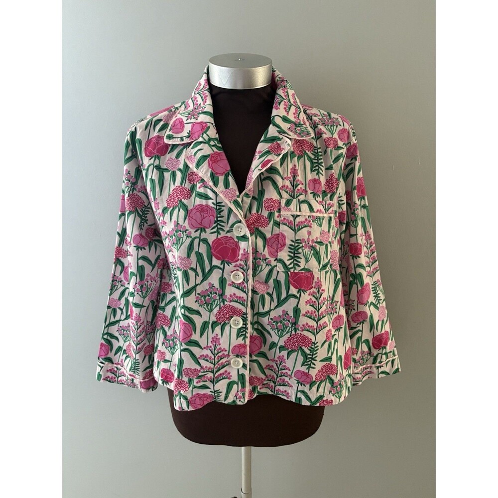 Mersea Pajama Top XS Pink Rosewood Cotton Cottagecore Oversize Over the Moon